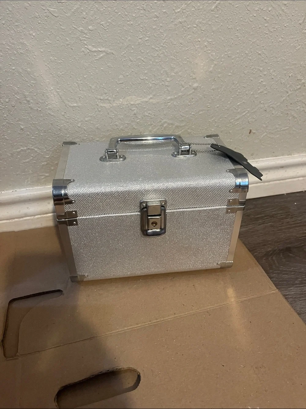 Silver Portable Storage Case with Handle
